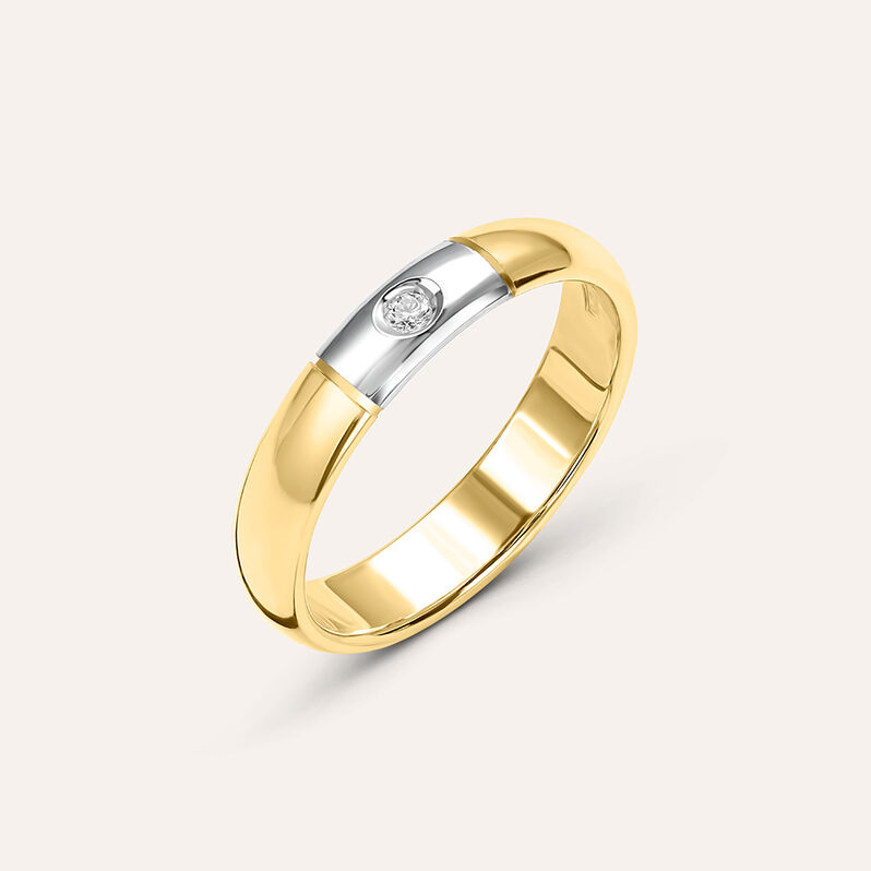 Fede Classica 4 mm Oro Bicolore Diamante - Spannringe Unisex | OROVIVO