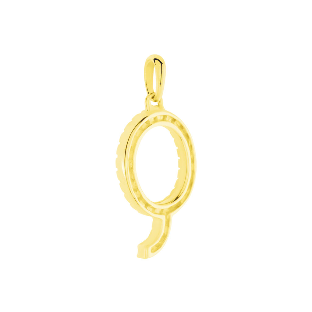 Anhänger Gold 375 Zirkonia Buchstabe Q  - Schmuckanhänger Familie | OROVIVO