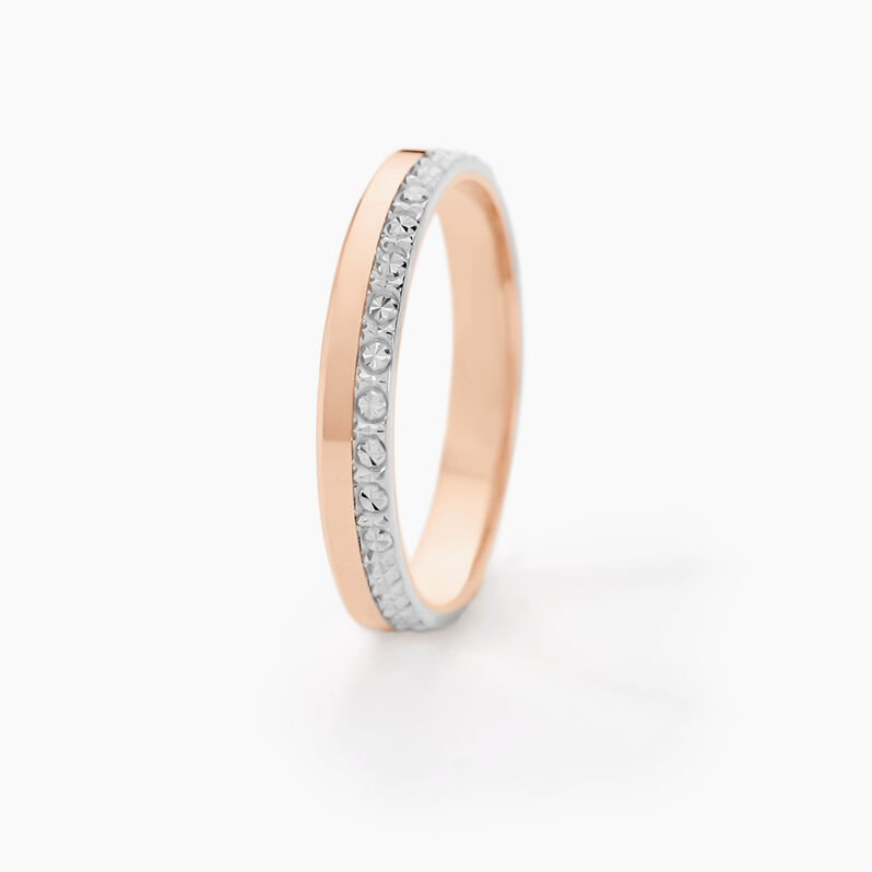 Alliance Fantaisie Diamantee Ruban Plat Or Bicolore - Spannringe Familie | OROVIVO
