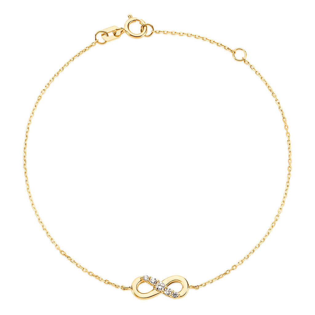 LUCIANA Damen Armband Gold 375 (9 Karat) Synthetischer Diamant Wei&szlig; 0,03 ct Unendlichkeit