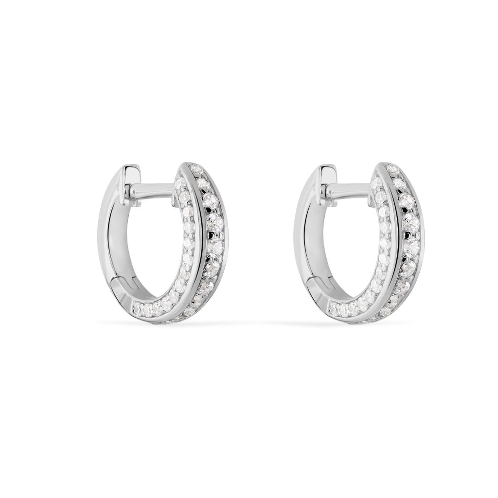 EVE 2 Damen Creolen Silber 925 Zirkonia Wei&szlig;