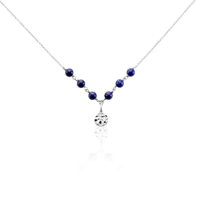 Collier Argent Rhodié Kutrun Lapis Lazuli - Spannringe Damen | OROVIVO