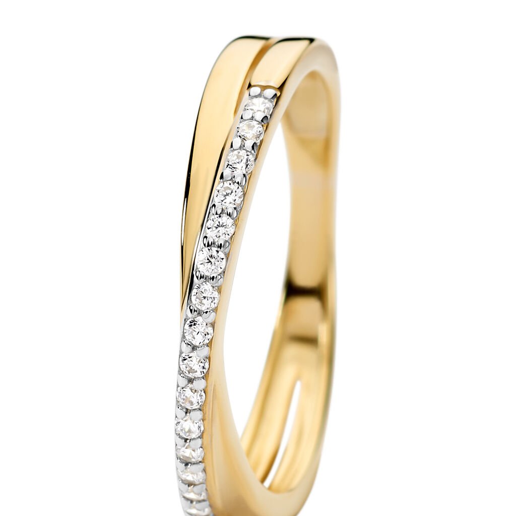 TUIZO Damen Ring Gold Bicolor Gold/Silber 375 (9 Karat) Andere Steine Wei&szlig;