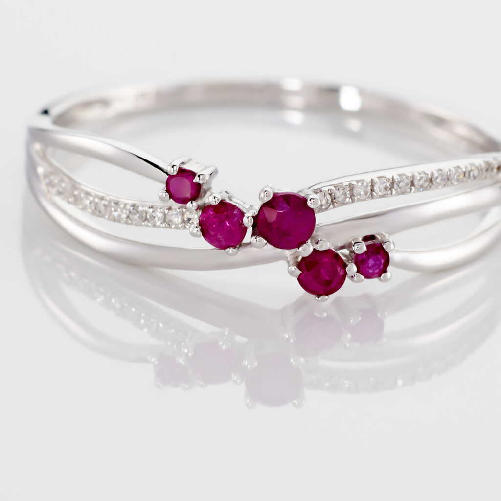 Bague Amarylis Or Blanc Rubis Diamant - Spannringe Damen | OROVIVO