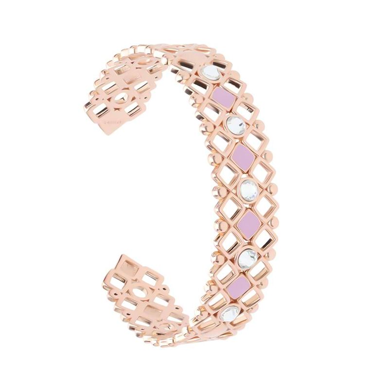 Bracciale rigido in ottone rosato con cristalli e smalto rosa spessore 1.4 cm - Spannringe Damen | OROVIVO