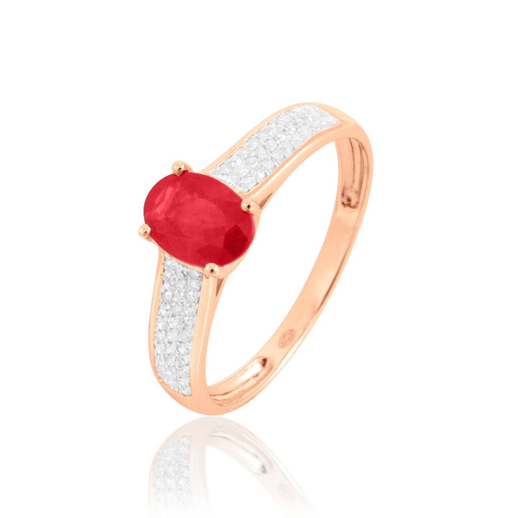 Bague Crista Or Rose Rubis Et Diamant - Spannringe Damen | OROVIVO