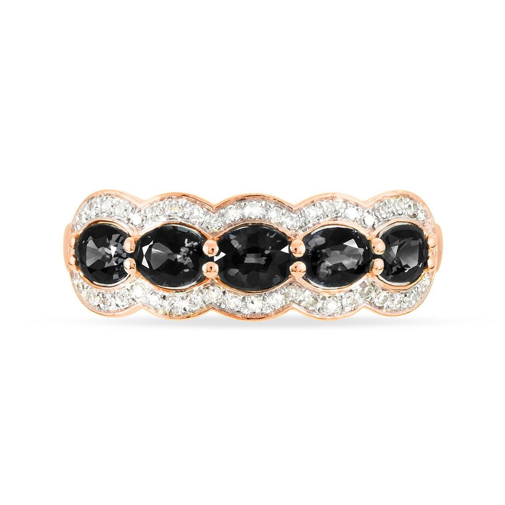 Bague Margaux Or Rose Onyx Et Diamant - Spannringe Damen | OROVIVO