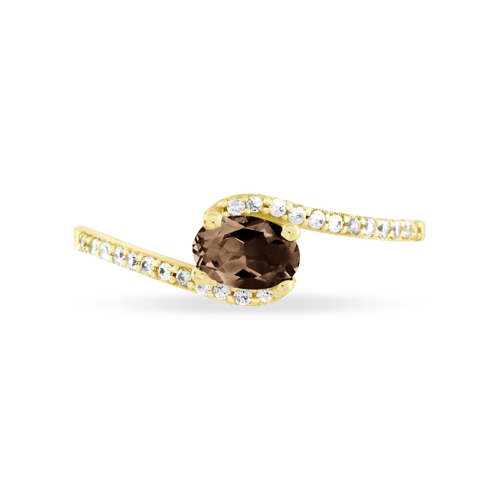 Bague Loriane Or Jaune Quartz Et Oxyde De Zirconium - Spannringe Damen | OROVIVO