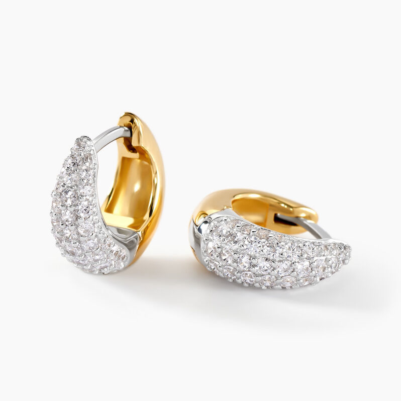 Créoles Tiwa Argent Bicolore Oxyde De Zirconium - Spannringe Damen | OROVIVO
