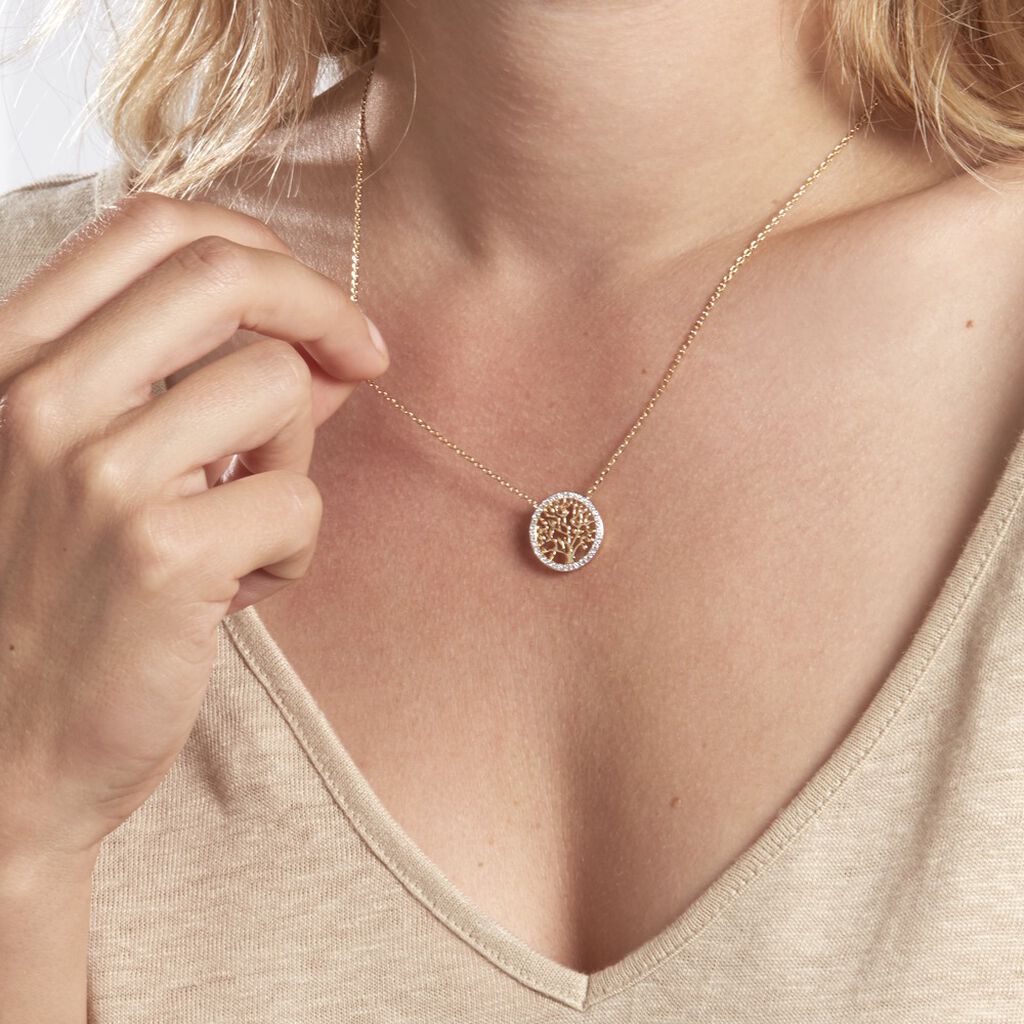 Collier Plaque Or Jaune Theolina Oxydes - Spannringe Damen | OROVIVO