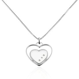 Damen Halskette Silber 925 Diamant 0,027ct - Herzketten Damen | OROVIVO