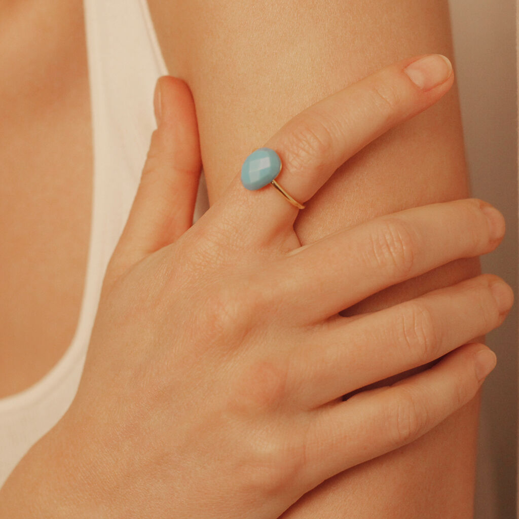 Damen Ring Silber vergoldet 925 Türkis Türkis 2,37ct Lora  - Solitärringe Damen | OROVIVO