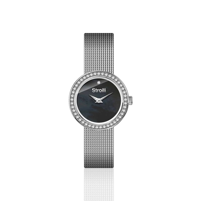 Solo tempo cassa e bracciale in acciaio quadrante nero - Spannringe Damen | OROVIVO