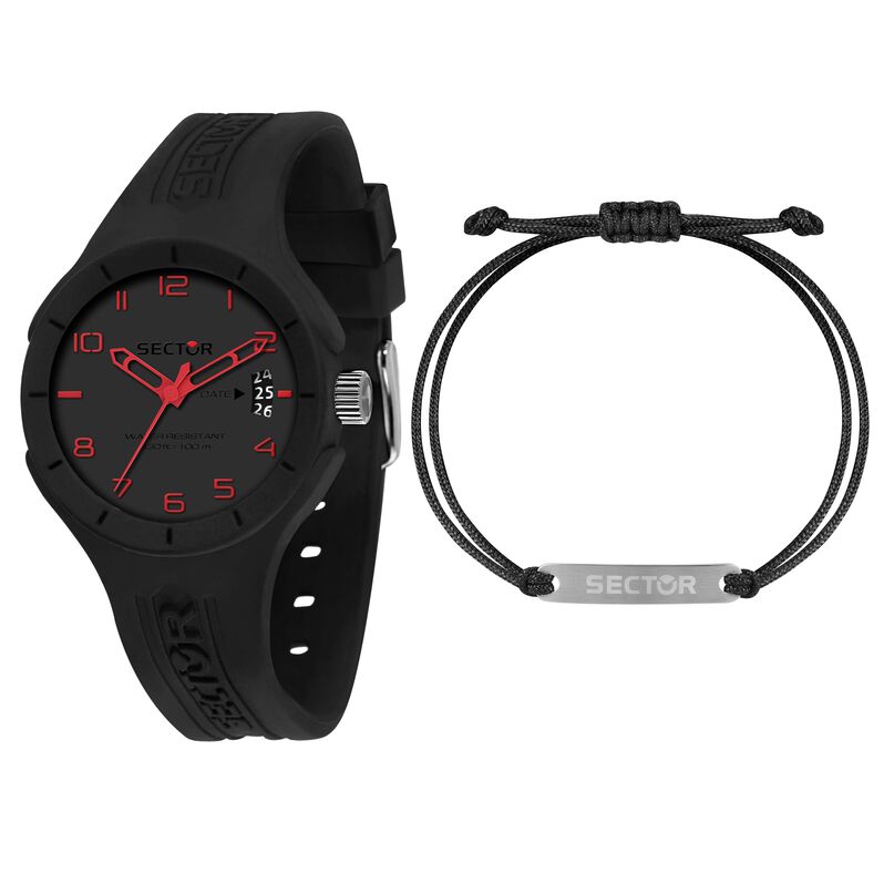 Orologio solo tempo Sector No Limits cinturino in silicone nero e bracciale nero - Spannringe Herren | OROVIVO