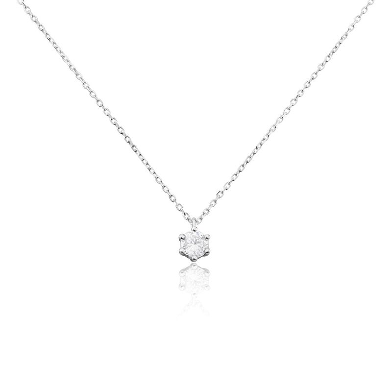 Sonate Damen Collier Wei&szlig;gold 750 (18 Karat) Synthetischer Diamant Wei&szlig; 0,41 ct - Halsketten Damen | OROVIVO