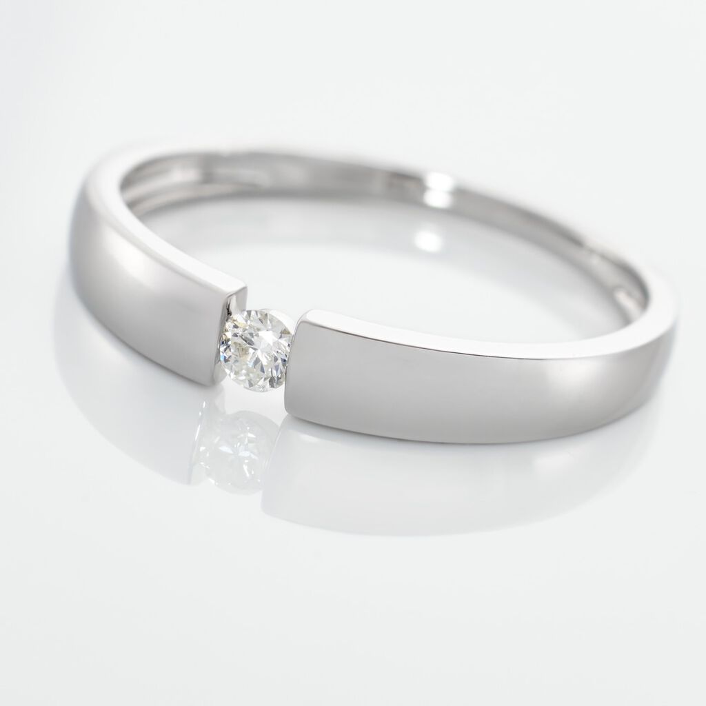 Valencia Damen Ring Wei&szlig;gold 375 (9 Karat) Diamant Wei&szlig; 0,08 ct Kreis B 3,65 mm