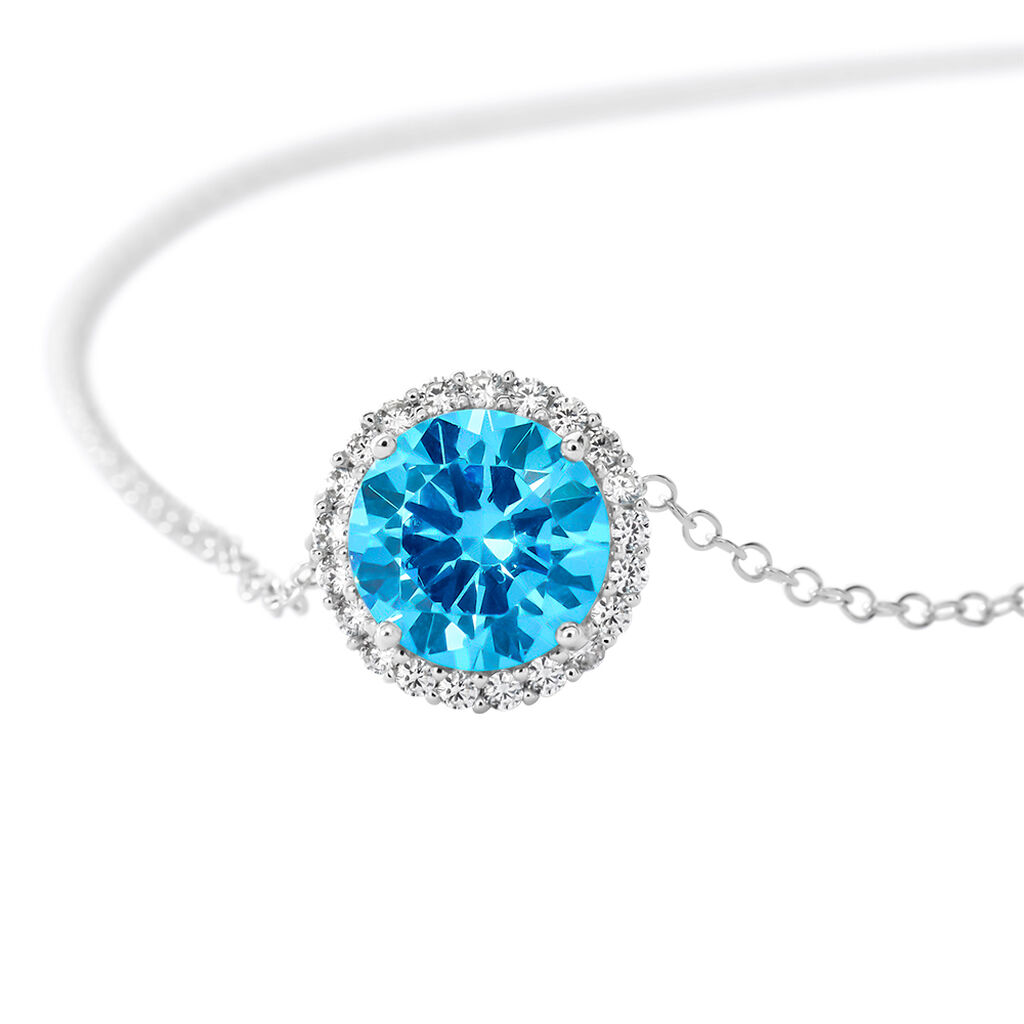 CAMILLA Damen Collier Silber 925 Zirkonia Blau 2,98 ct Kreis