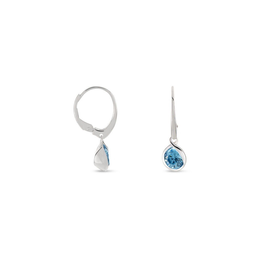 Damen Ohrringe Lang Silber Silber 925 Zirkonia Blau Spirale Sinewa  - Ohrhänger Damen | OROVIVO