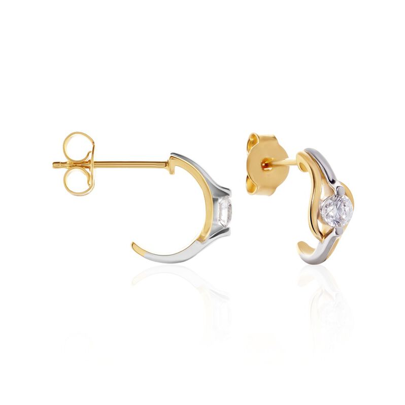 Damen Creolen Gold Bicolor Gelb/Silber 375 Zirkonia Lindsey 7,40mm  - Creolen Damen | OROVIVO