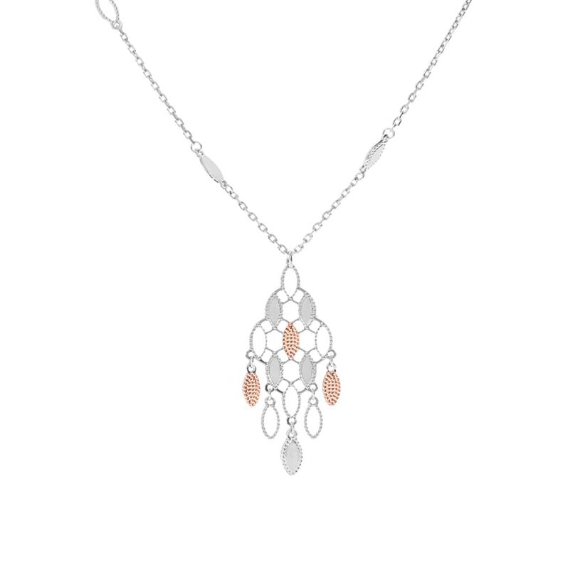 Collana in bronzo rodiato con pendente arabeggiante bicolore - Spannringe Damen | OROVIVO