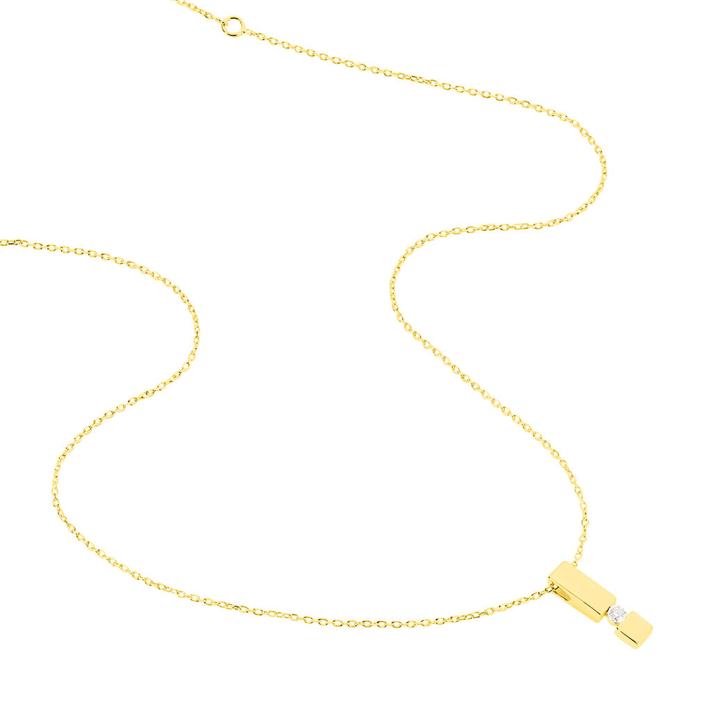 GRANADA Damen Collier Gold 375 (9 Karat) Diamant Wei&szlig; 0,04 ct Barren