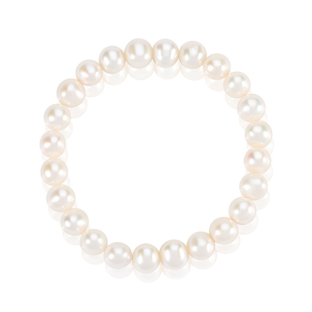 Damen Armband Elastisch Weiß Rund Weiß Marylin 1,9cm, Armband mit Stein