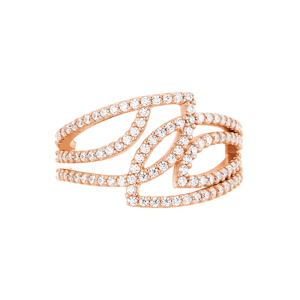 Damenring Messing Roségold 750 plattiert 5 Micron - Ringe mit Stein Damen | OROVIVO
