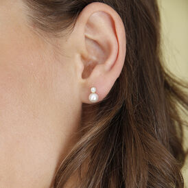 Damen Perlenohrringe Gold 375 Zuchtperle Zirkonia Harmony - Ohrstecker Damen | OROVIVO