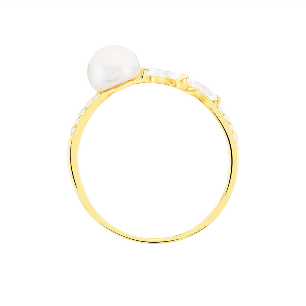 Bague Norah Or Jaune Perle De Culture Et Oxyde De Zirconium - Spannringe Damen | OROVIVO