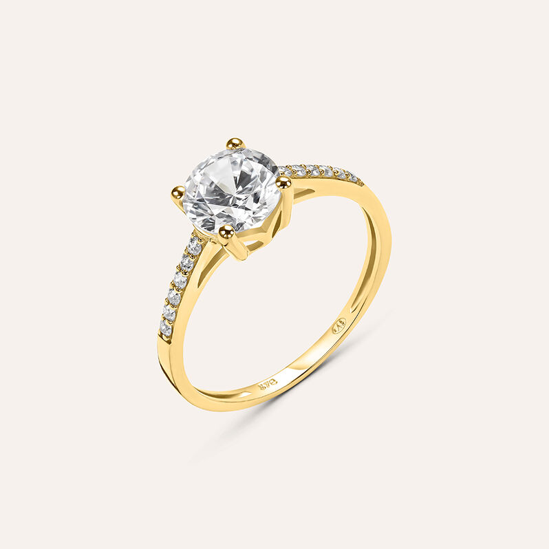 Anello Solitario Claire Oro Giallo Cubic Zirconia - Spannringe Damen | OROVIVO