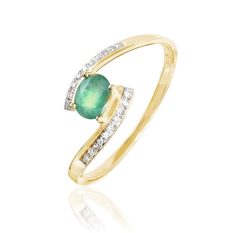 Bague Monica Or Jaune Emeraude Et Diamant - Spannringe Damen | OROVIVO