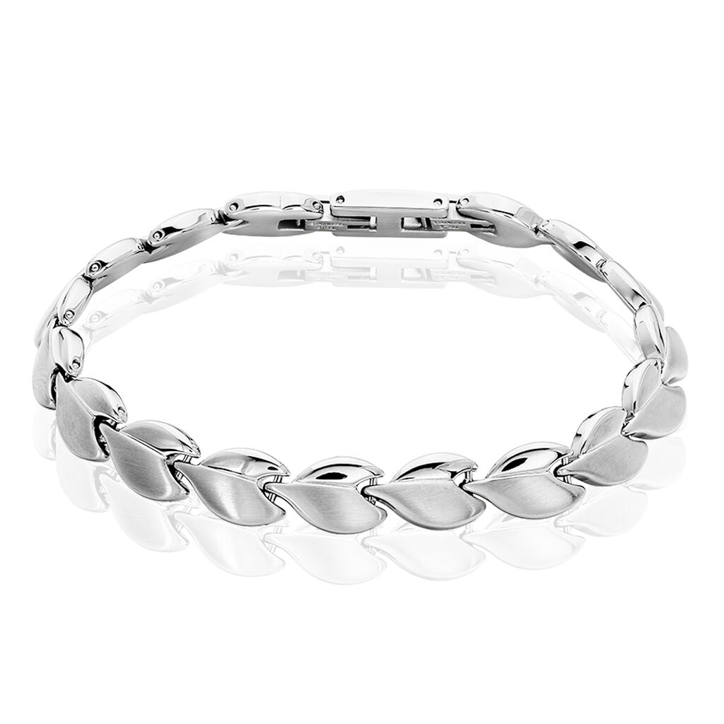 MALENNA Damen Armband Edelstahl Bl&uuml;tenblatt B 3 mm