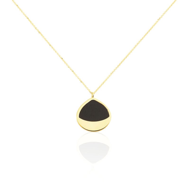 IAKKA Damen Collier Gold 375 (9 Karat) Onyx Schwarz Kreis - Halsketten Damen | OROVIVO