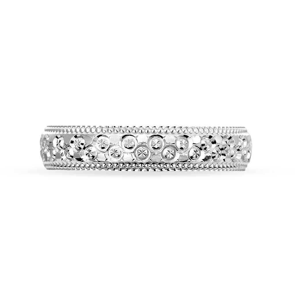 Alliance Fantaisie Diamantee Ruban Plat Or Blanc - Spannringe Unisex | OROVIVO