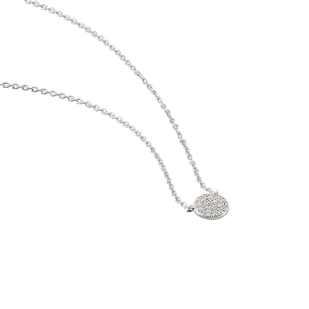 Collier Argent Rhodie Takiyah Forme Ronde Pavage Oxydes De Zirconium - Spannringe Damen | OROVIVO