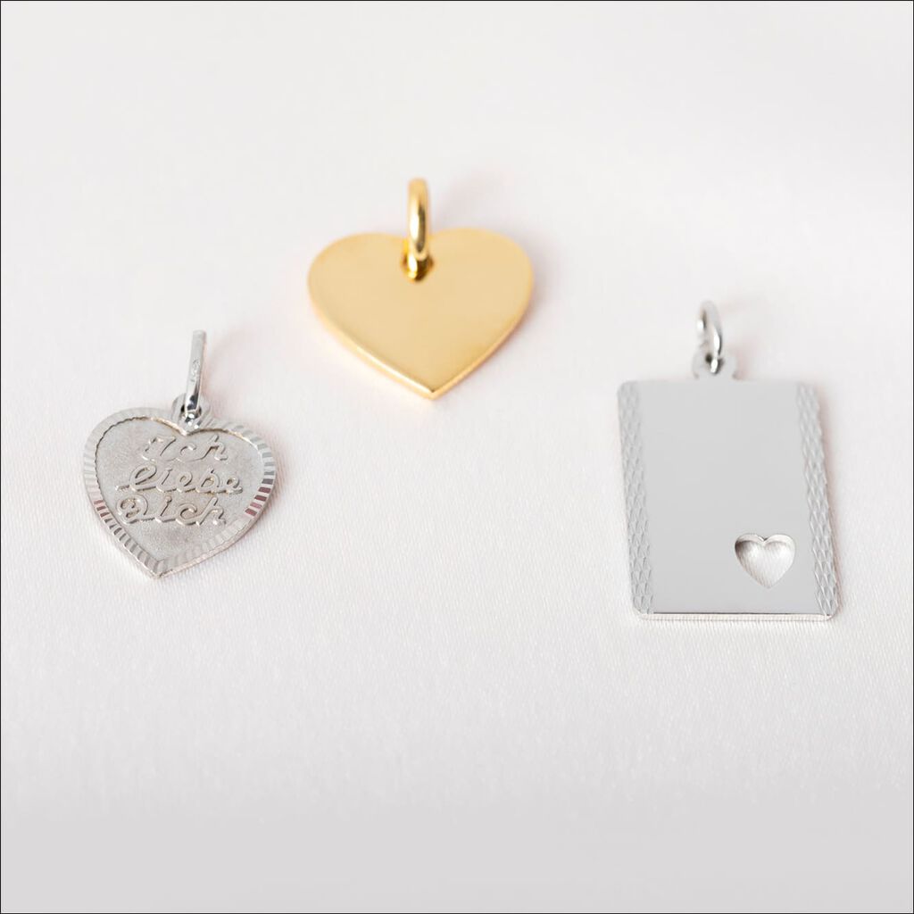 Anhänger mit Gravur Silber 925 Gold Herz Aleria - Anhänger mit Gravur Damen | OROVIVO