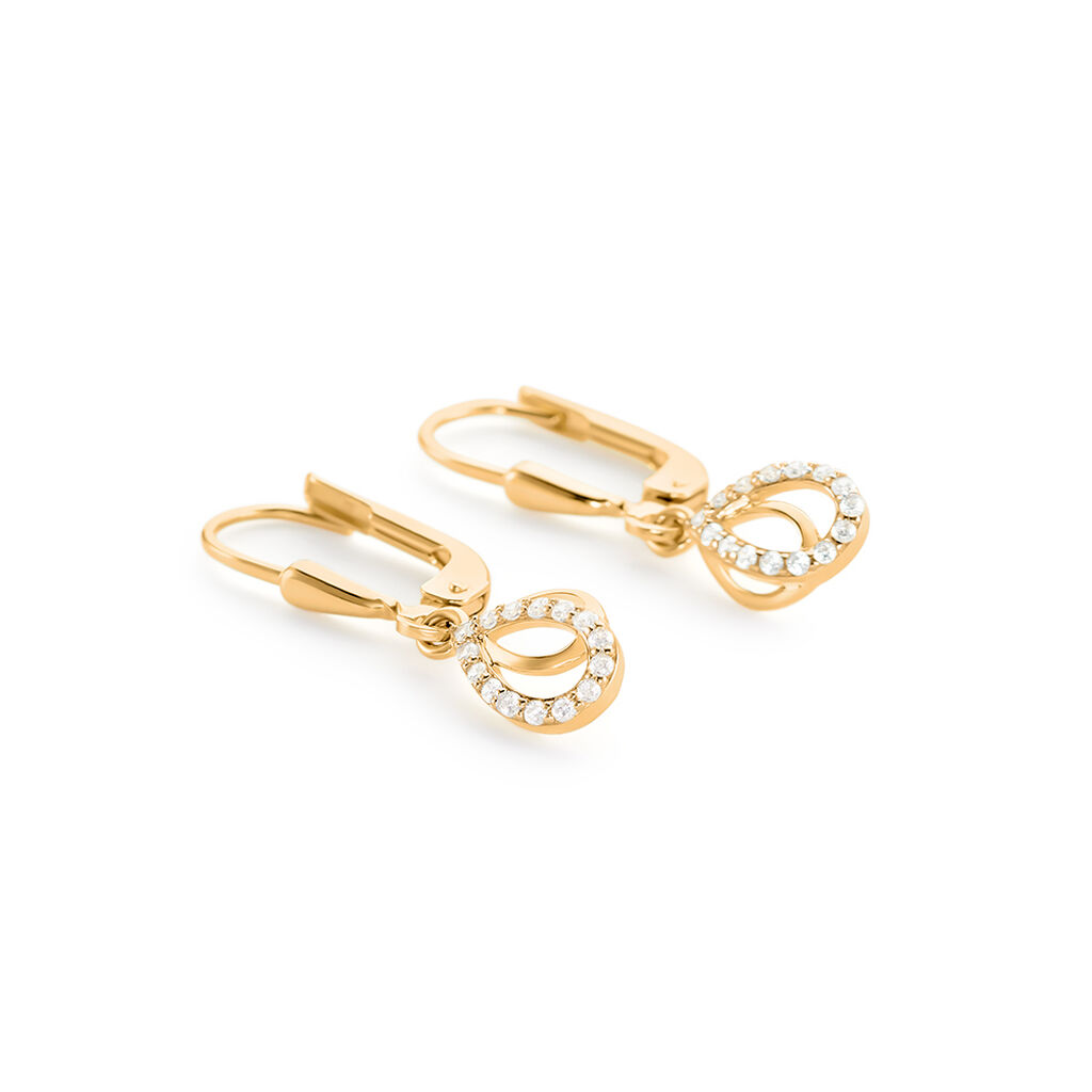 TUIZO Damen Ohrringe Lang Gold Bicolor Gold/Silber 375 (9 Karat) Andere Steine Weiß Tropfen - Ohrringe mit Stein Damen | OROVIVO