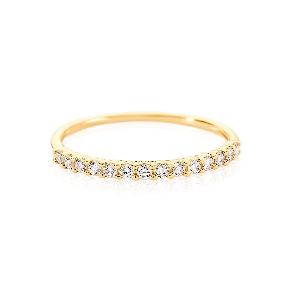MERCY Damen Ring Gold 585 (14 Karat) Synthetischer Diamant Wei&szlig; 0,14 ct