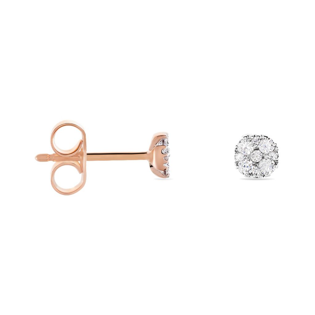 BINA Damen Ohrstecker Rosegold 375 (9 Karat) Zirkonia Wei&szlig;