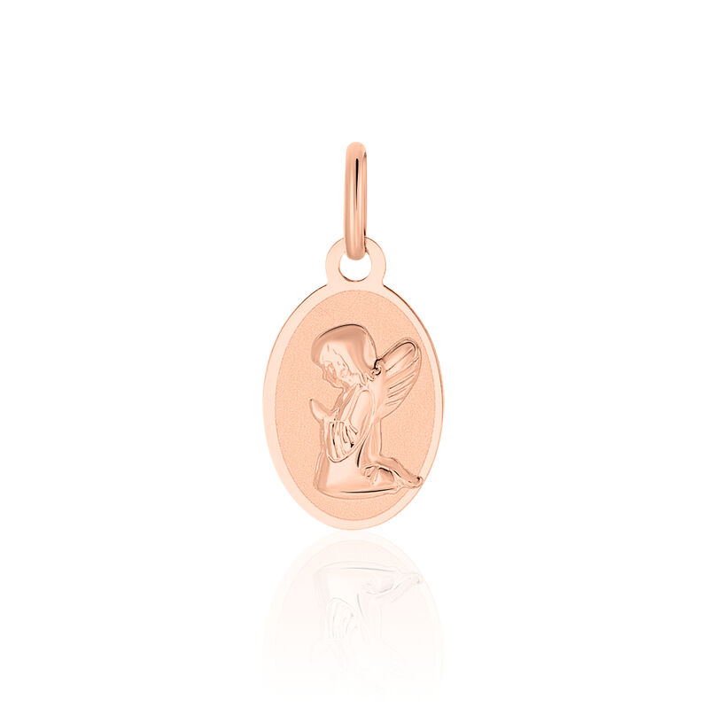 Pendentif Or Rose Ovale Ange A Genoux - Spannringe Familie | OROVIVO