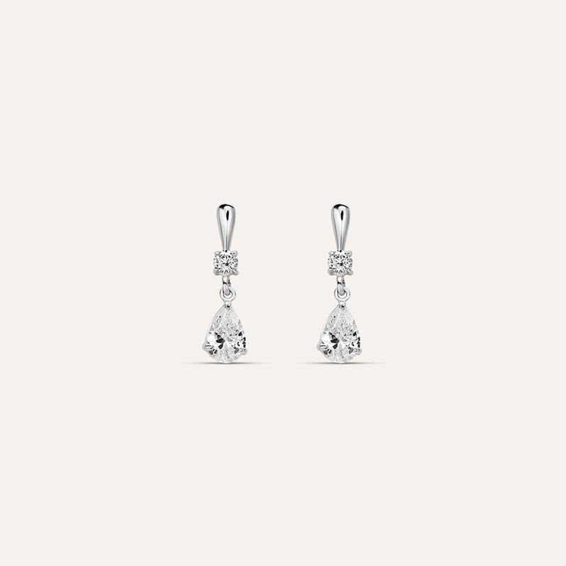 Orecchini Lobo Bon Ton Oro Bianco Cubic Zirconia - Spannringe Damen | OROVIVO