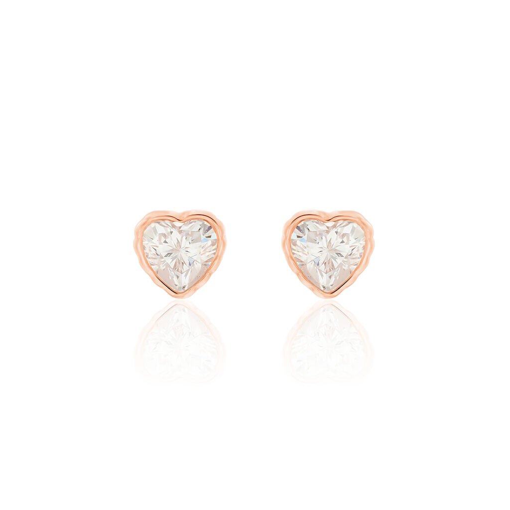 Familie Ohrstecker Rosegold 375 Zirkonia Herz Dotti , Ohrstecker mit Stein