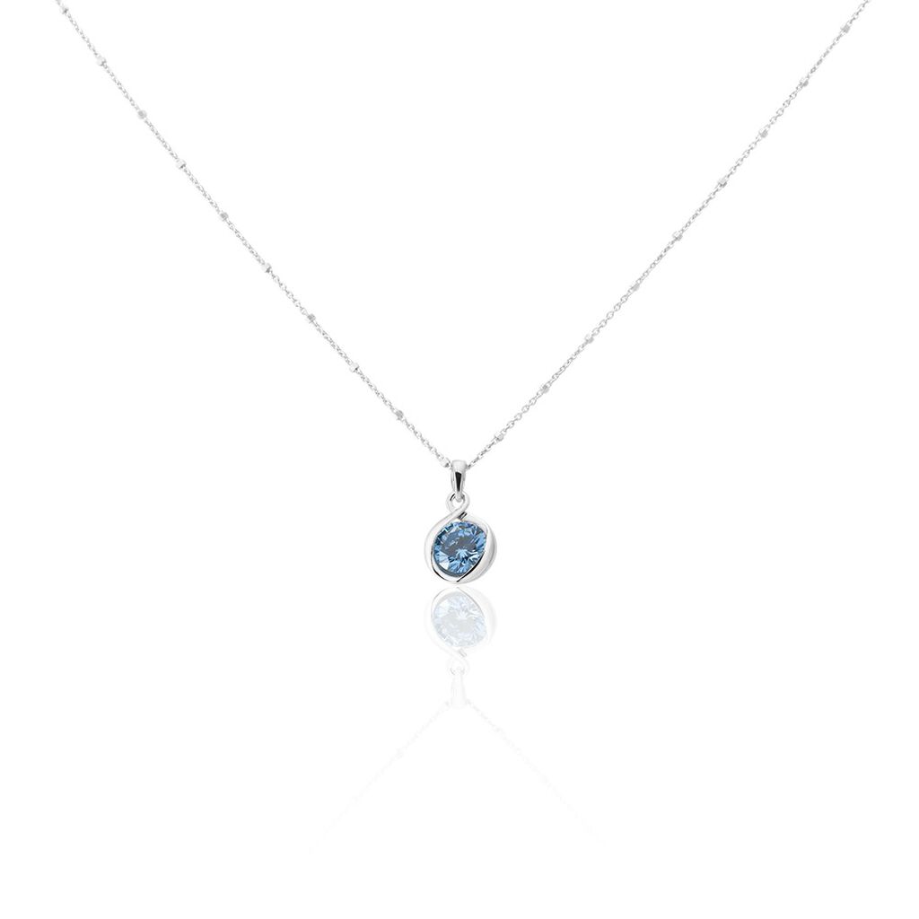 SINEWA Damen Collier Silber Silber 925 Zirkonia Blau 3,06 ct Spirale, Collier mit Stein