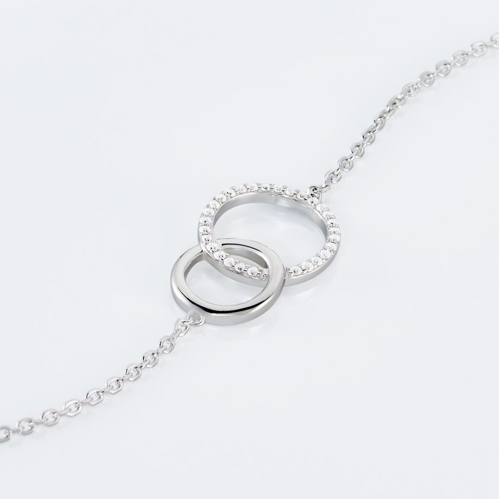 VALERIA Damen Armband Silber 925 Zirkonia Wei&szlig; Doppelkreis