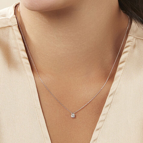 Damen Collier Weißgold 375 Diamant 0,1ct Lirik 0,90mm 45cm - Halsketten Damen | OROVIVO