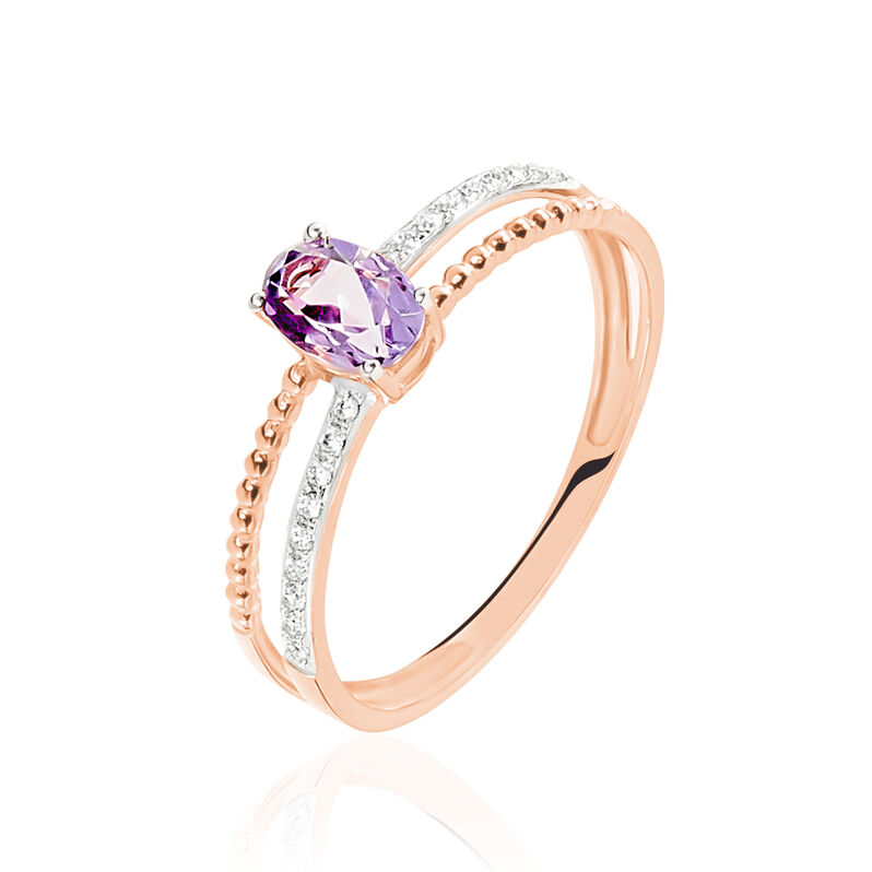Bague Frannie Or Rose Amethyste Et Oxyde De Zirconium - Spannringe Damen | OROVIVO
