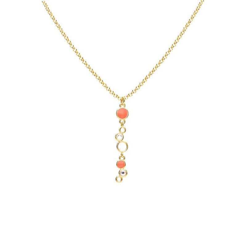 Collana in ottone rosato con cristalli e smalto arancione - Spannringe Damen | OROVIVO