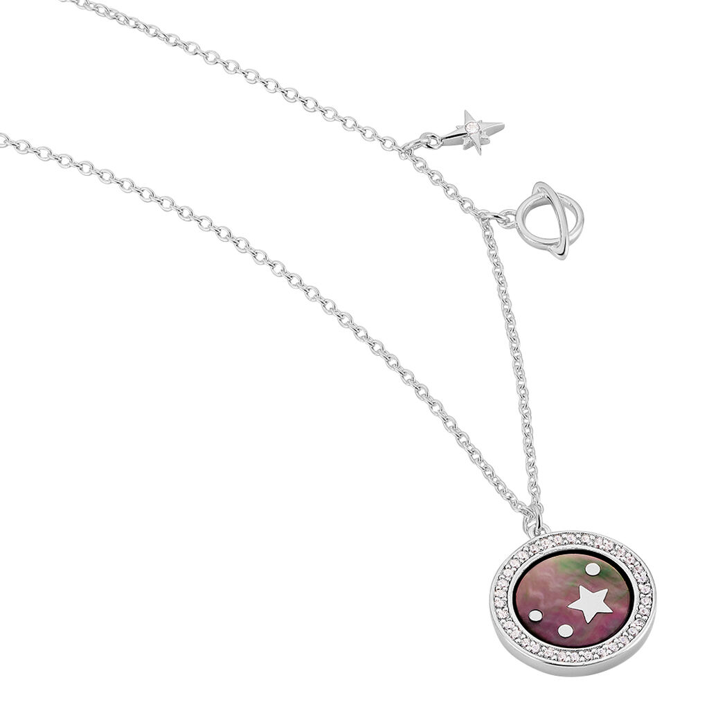 NEDELINA Damen Collier Silber 925 Perlmutt Schwarzer Perlmutt Stern