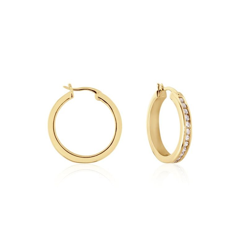 MARITA Damen Creolen Vergoldet 750 Zirkonia Wei&szlig; 0,36 ct B 3 mm - Creolen Damen | OROVIVO