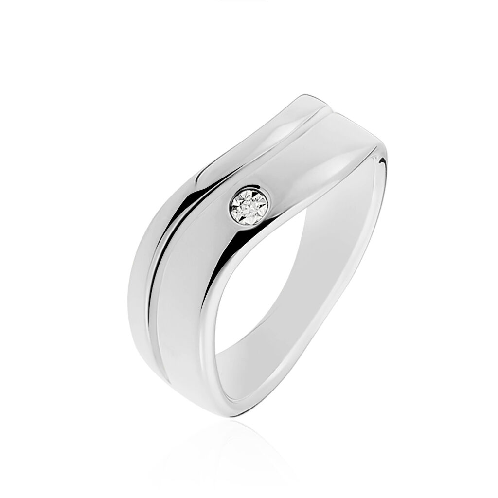 Damen Ring Silber 925 Diamant Wei&szlig; 0,01 ct Welle B 21 mm